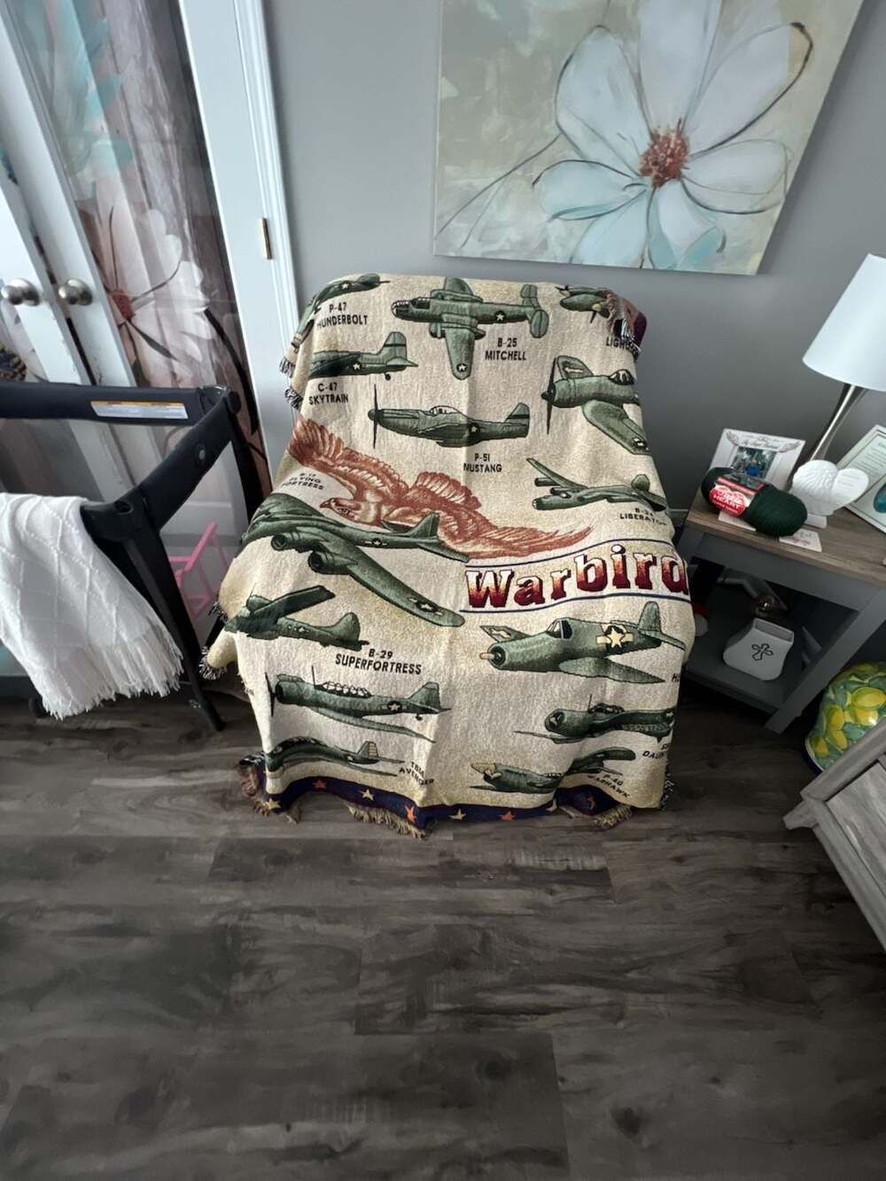 Vintage Warbirds Military Aircraft Woven Throw Blanket